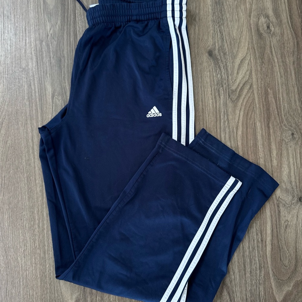 adidas Navy Joggers with White Triple Stripes